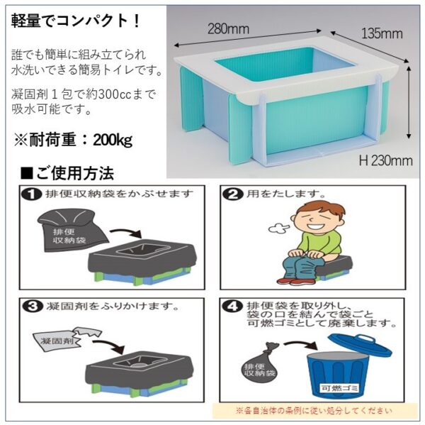 2z10007561　　　　　　　　　　　　　　　洗える！カラフル緊急トイレセット （組立式便器＋５回分） - 画像 (3)