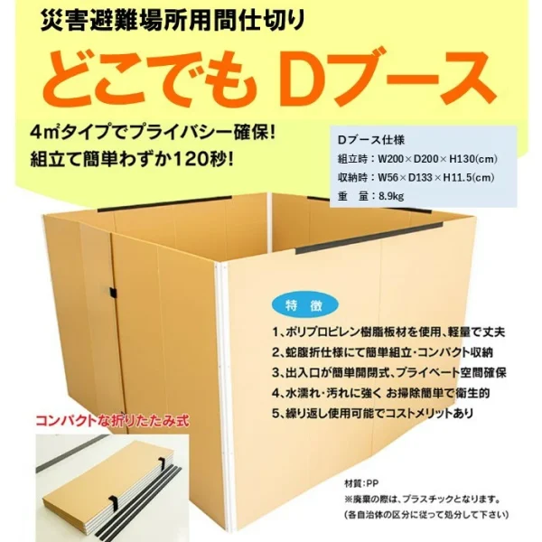 3c10003502　　　　　　　　　　　　　　　災害対策用緊急用間仕切　　　　　どこでもＤブース（１０セット）