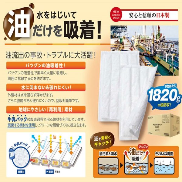 2z10007753　防災人浮上油吸着マット（５０枚入） - 画像 (2)